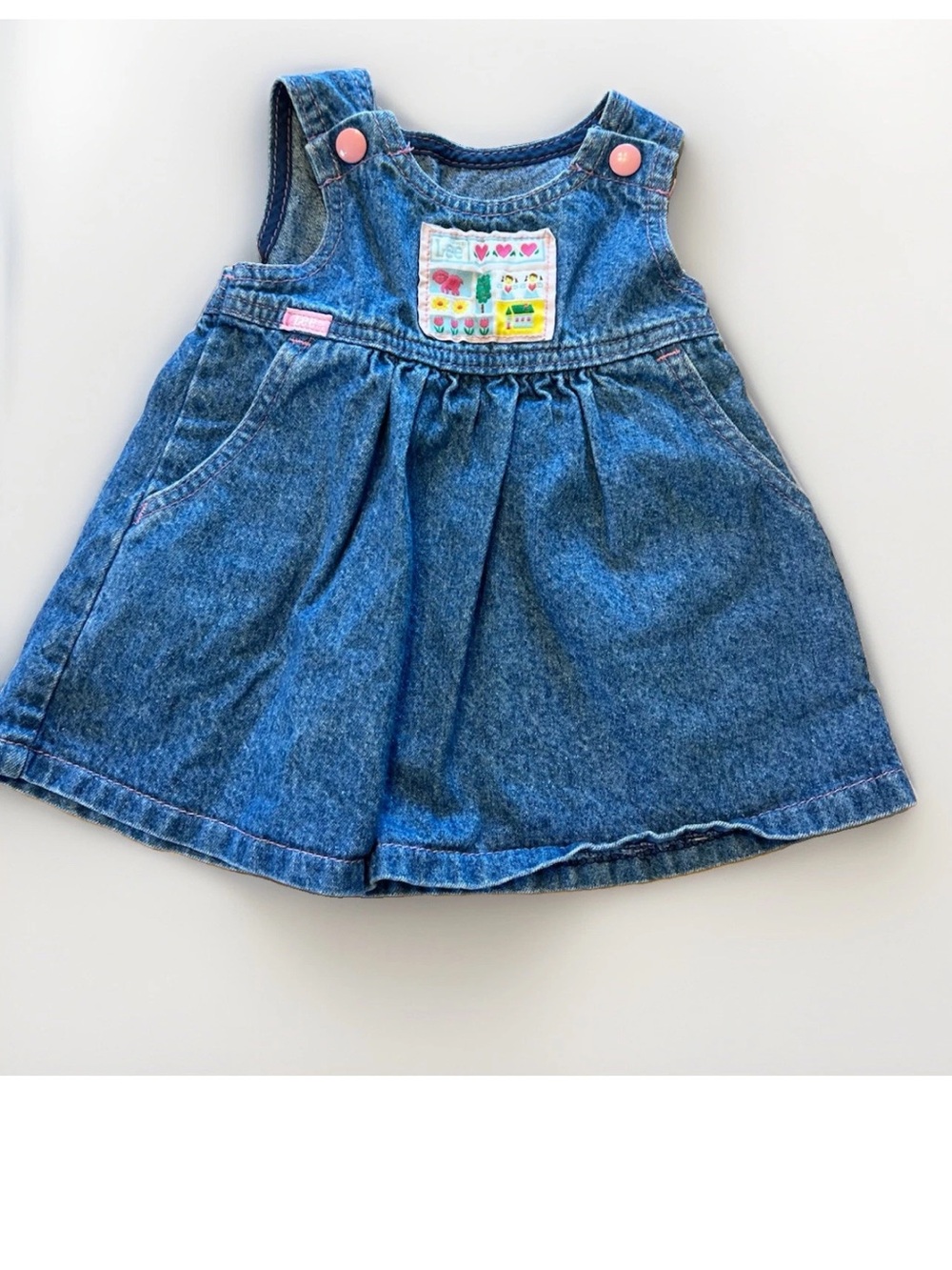 Vintage Lee Baby Girl Overall Dress Farm Country Hearts Size 12 Months